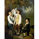 Circle of Joseph Wright of Derby (British, 1734-1797) Group portrait of Robert, Peter and Richard...