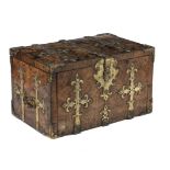 A late 17th century kingwood, rosewood and gilt brass mounted strong box or coffre-fort