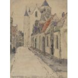 Jacob Hendrik Pierneef (South African, 1886-1957) &#201;glise Saint-Jacques, Bruges (framed)