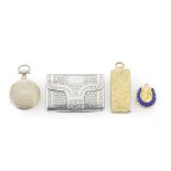 A Victorian 18 carat gold small vesta case Edward Smith, Birmingham 1855 together with eight sile...