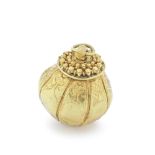 A gold pomander in the form of a pomegranate unmarked, possibly 19th century, French