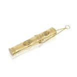 A Louis XV French vari-colour gold etui with the monkey's head discharge mark of Jean-Baptiste Fo...