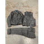 A full set of believed un-used Lewis motorcycle leathers, circa 1955