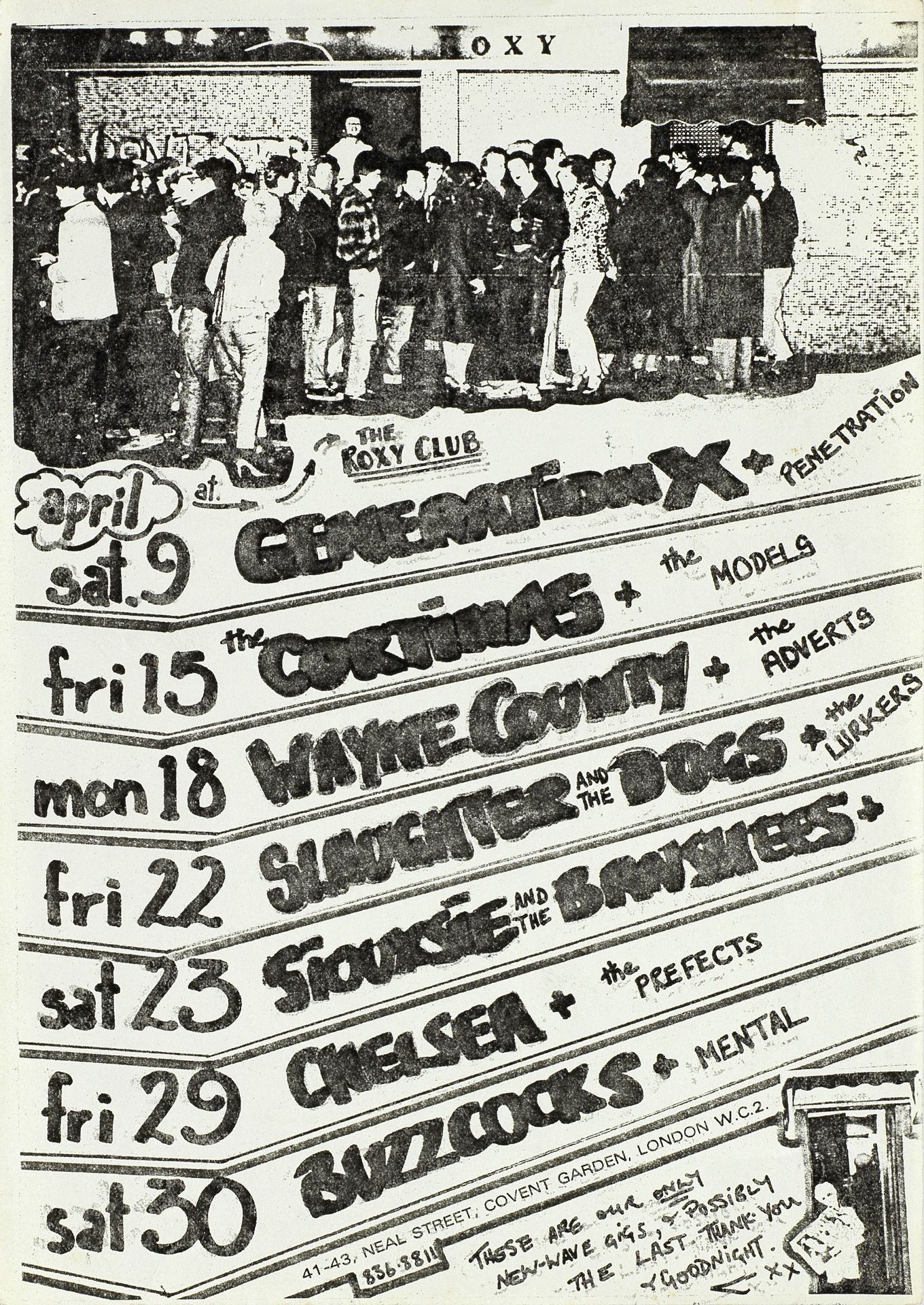Roxy Club, London An Original Xerox Flyer, 1977
