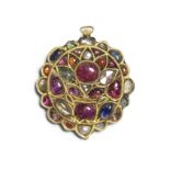 A gem-set enamelled gold pendant North India, 19th Century