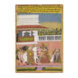 Krishna the lover contemplates leaving: a scene probably from the Kavipriya of Keshav Das Central...