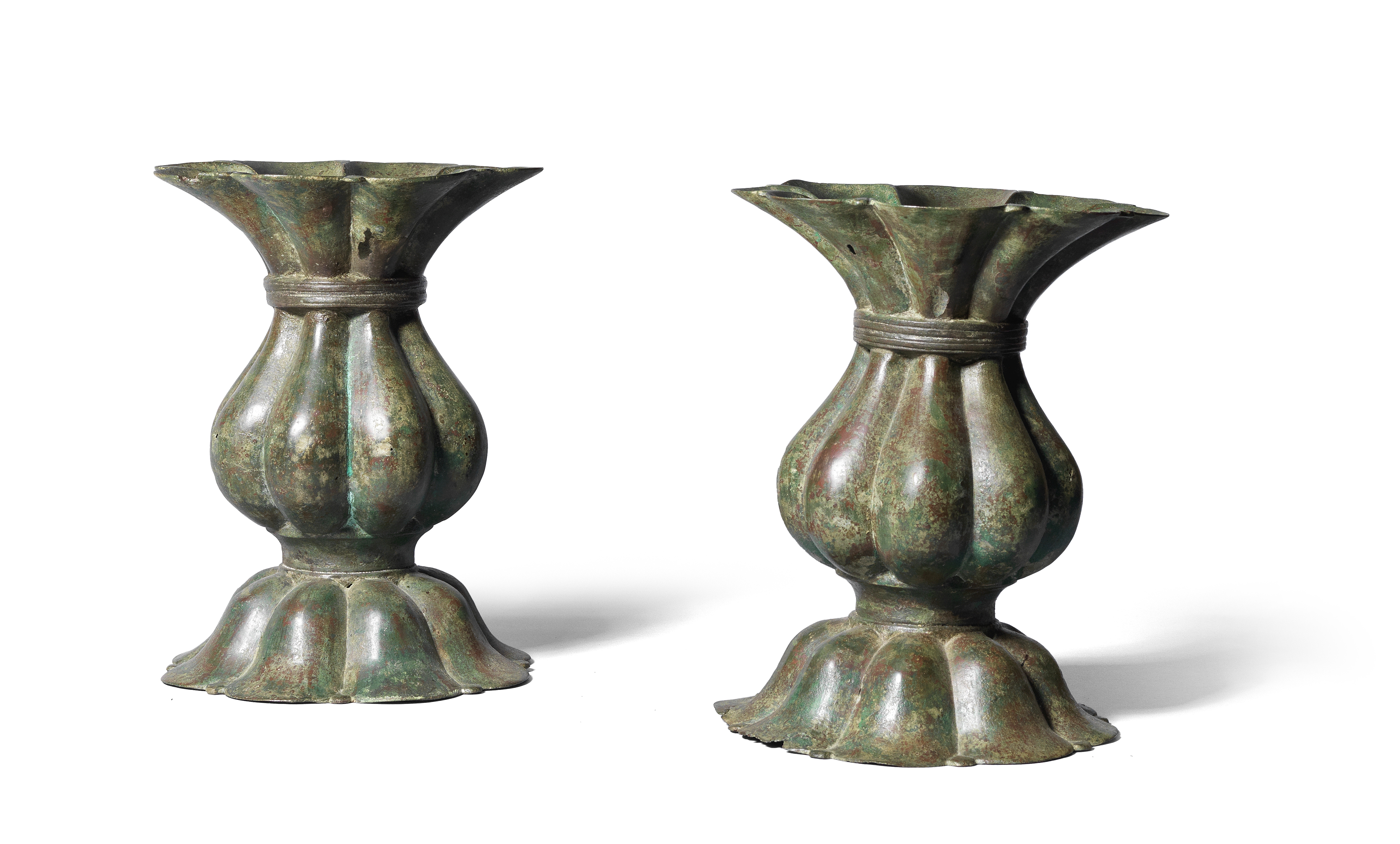 A pair of Khorasan bronze vases Persia, 12th Century(2)