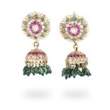 A pair of gem-set gold earrings India, 20th Century(2)