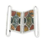 A SILVER AND HARDSTONE BUCKLE, VICTORIAN