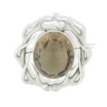 A SILVER AND CITRINE BROOCH, IN THE MANNER OF MACKAY OF ELGIN, VICTORIAN
