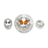 A SILVER PLAID BROOCH AND TWO OTHER BROOCHES