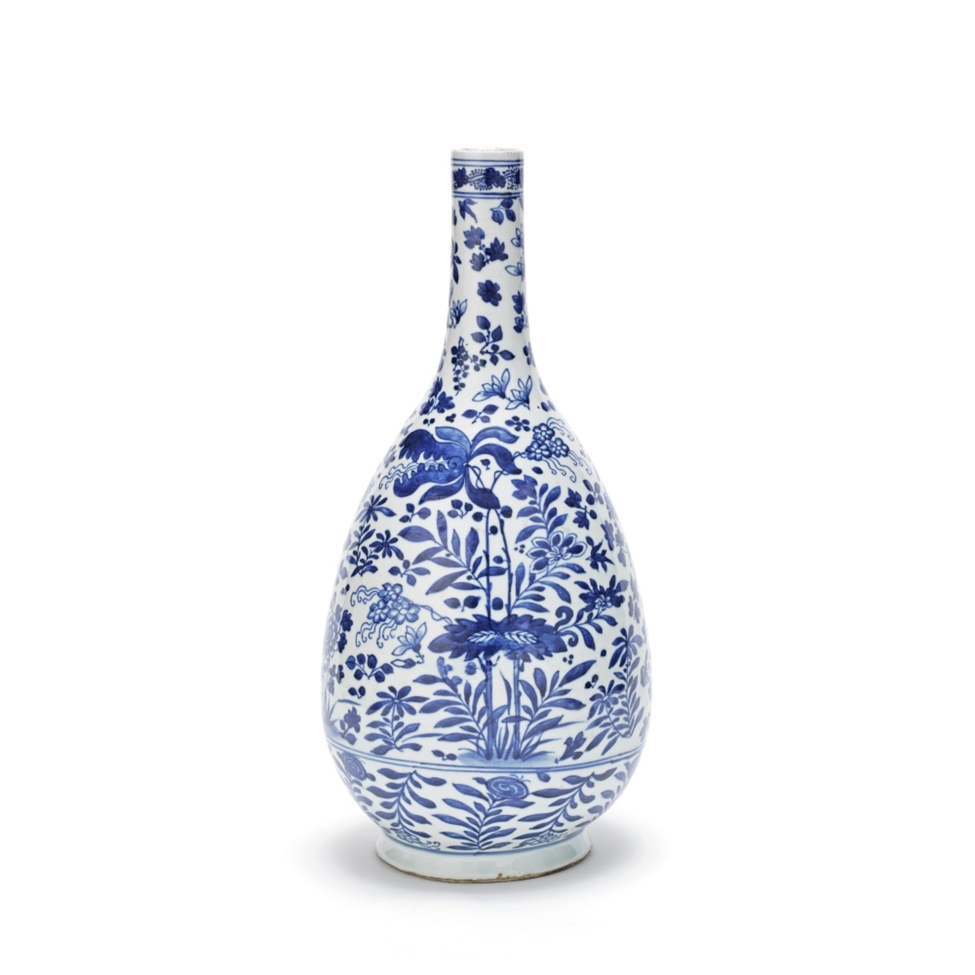 A LARGE BLUE AND WHITE BOTTLE VASE 19th century