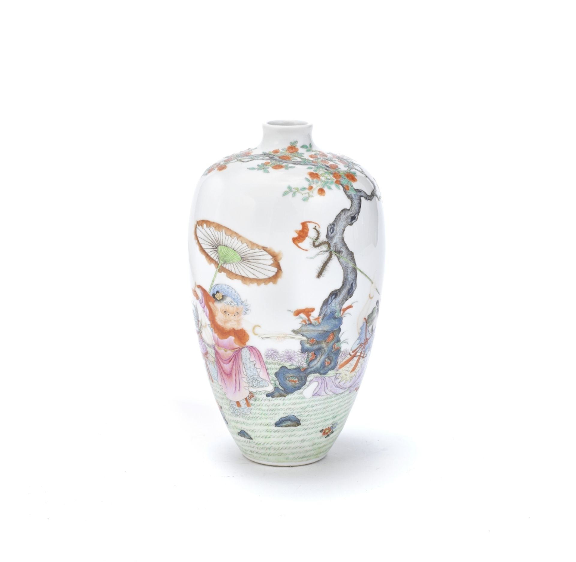 A FAMILLE ROSE VASE, MEIPING Blue enamelled Yongzheng four-character mark, Republic