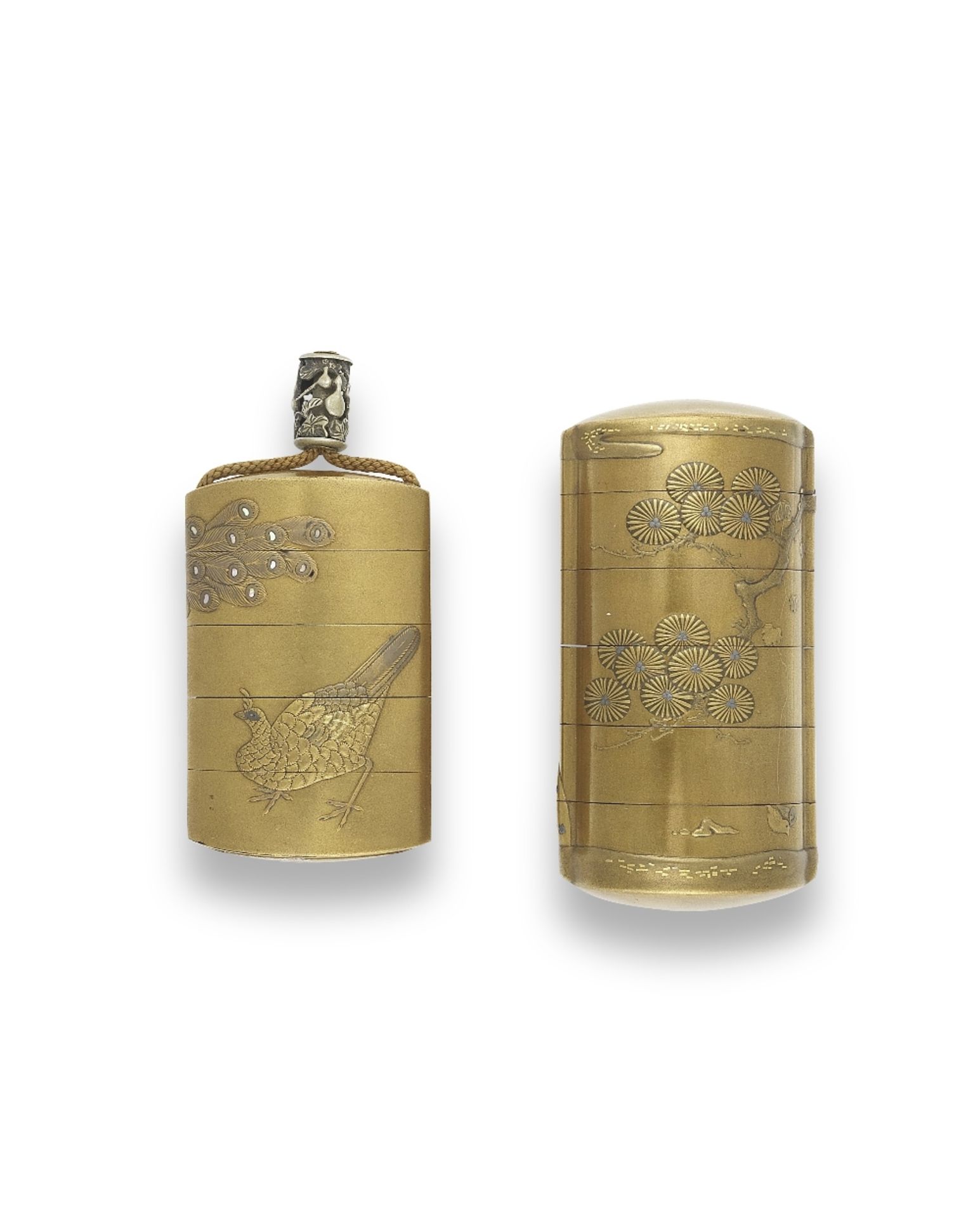 TWO GOLD-LACQUER INRO One by Josen(sai) and one by Hasensai, Edo period (1615-1868), 19th century... - Image 2 of 2