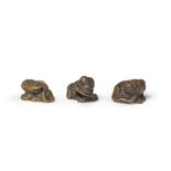 THREE WOOD TIGER NETSUKE Edo period (1615-1868) to Meiji era (1868-1912), 19th century (3)