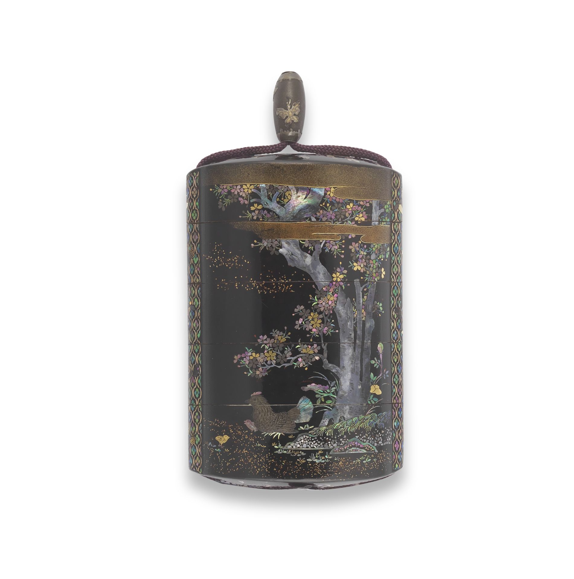 ANONYMOUS, SOMADA LINEAGE A Black-Lacquer and Shell-Inlaid Four-Case Inro Edo period (1615-1868),...