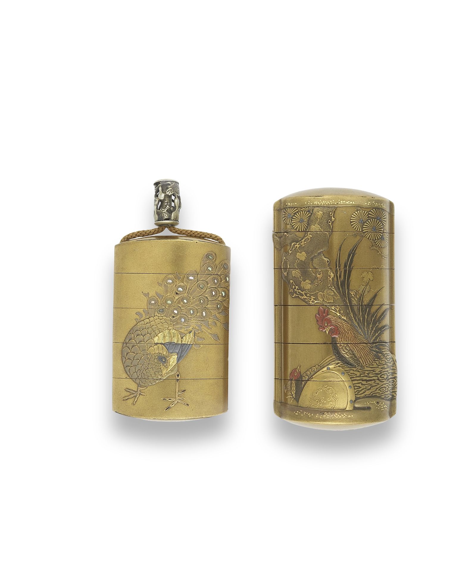 TWO GOLD-LACQUER INRO One by Josen(sai) and one by Hasensai, Edo period (1615-1868), 19th century...