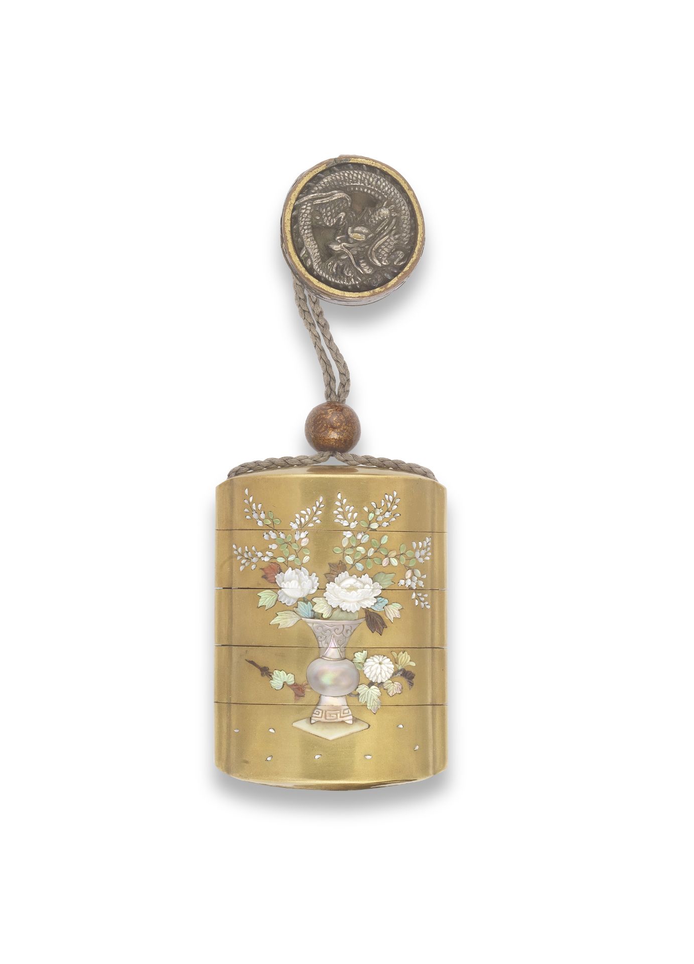 SHIBAYAMA STYLE A Shibayama-Inlaid Gold-Lacquer Four-Case Inro Meiji era (1868-1912), late 19th/e...