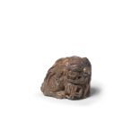 A WOOD NETSUKE OF TWO SHISHI By Sato Masayoshi (1819-1865), Edo period (1615-1868), mid-19th century