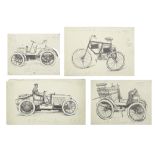 Thirty three historic and pioneer vehicle illustrations by Frank Davies for 'The Motor', ((Qty))