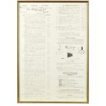 A framed 1898 Motor Car Co. stock list,