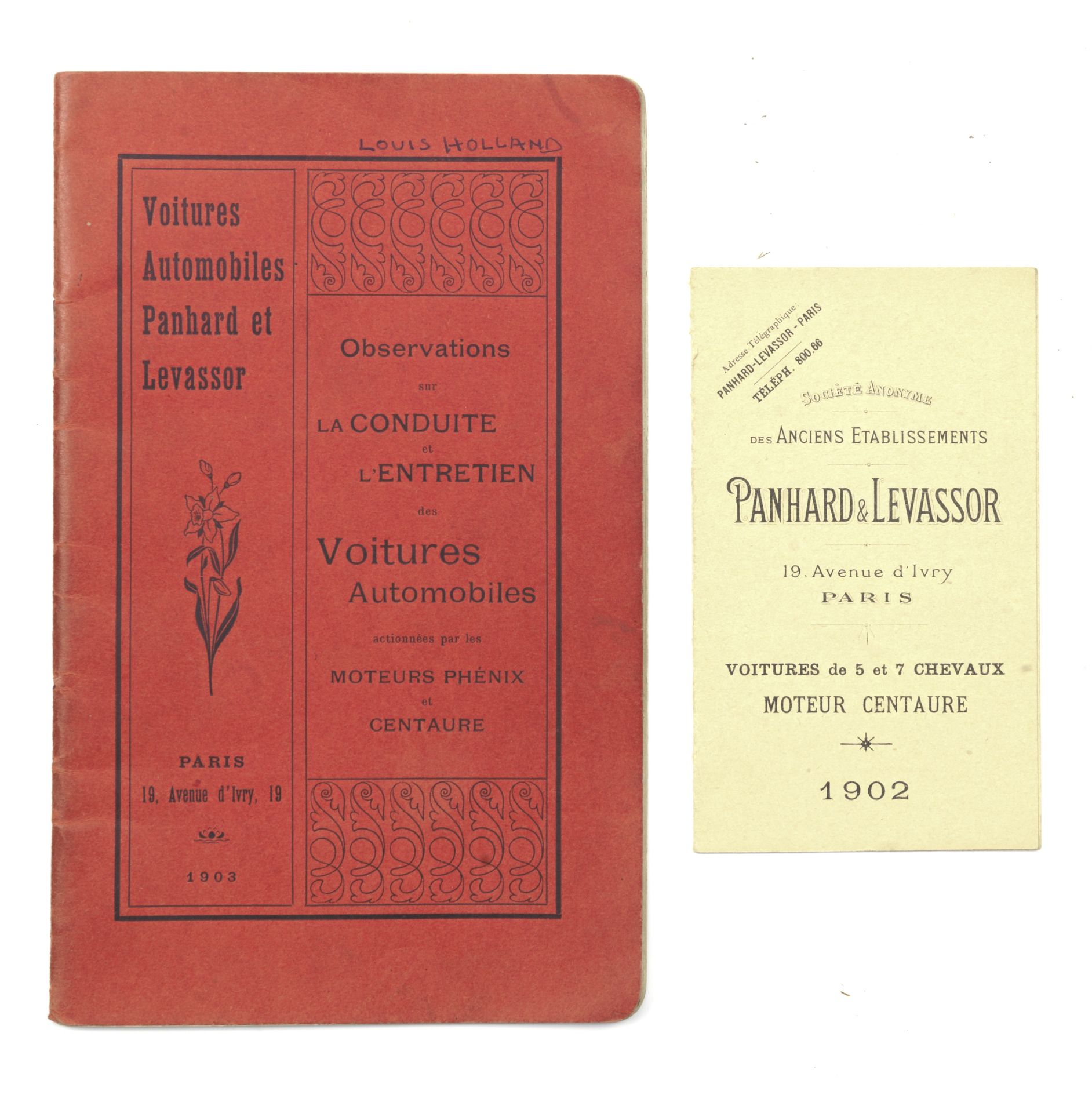A 1903 Panhard et Levassor instruction book, French, ((2))