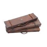 Two Brass-Mounted Oak And Leather Gun Cases (3)