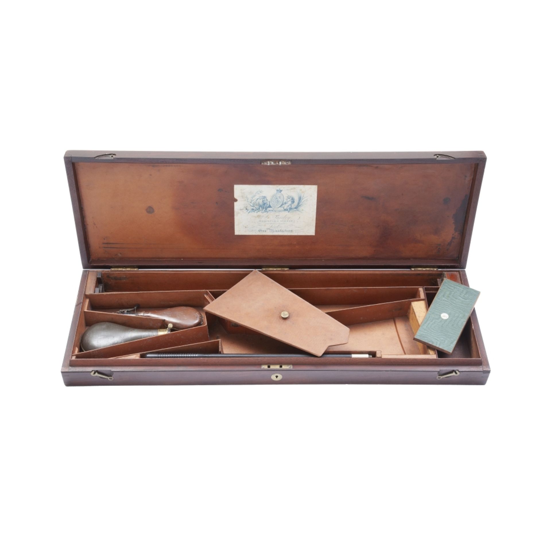 A Mahogany Case For An 11-Bore Percussion D.B. Sporting Gun And Accessories
