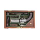 A Cased 50-Bore Percussion Six-Shot Pepperbox Revolver