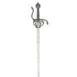 A Fine And Rare German Rapier With Gold And Silver Decorated Hilt