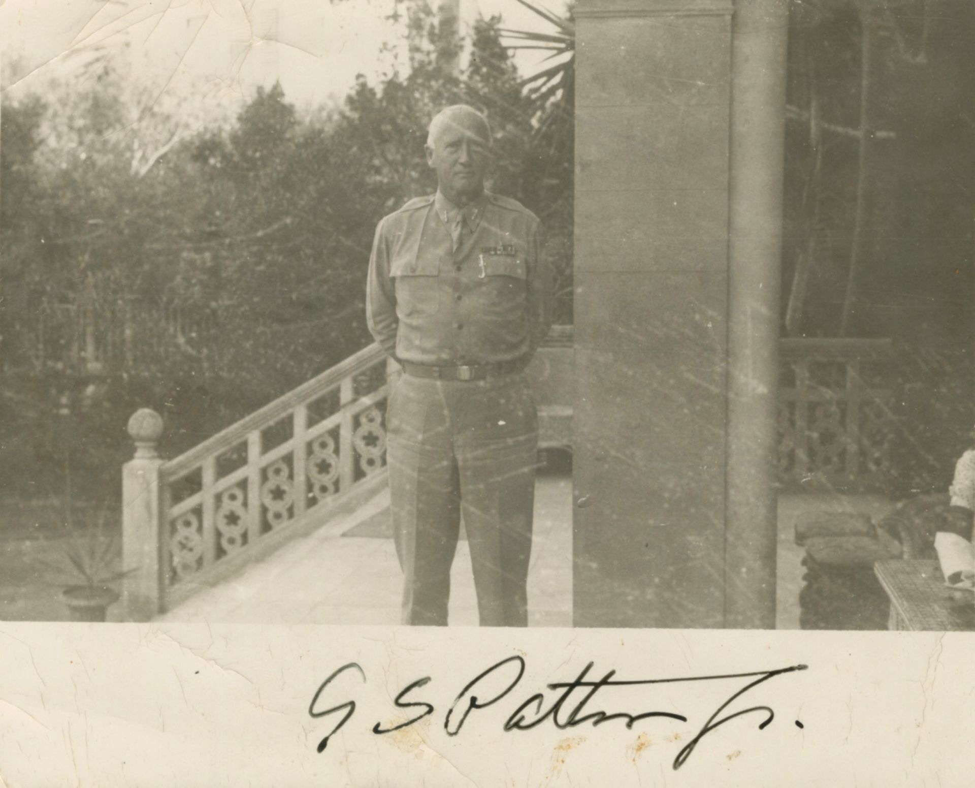 WORLD WAR II - GENERAL GEORGE S. PATTON Photograph of General George S. Patton, SIGNED BY THE SIT...