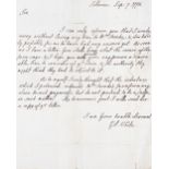 WHITE (GILBERT) Autograph letter signed ('I am your humble servant,/ Gil: White') to William Rich...