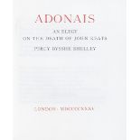 SHELLEY (PERCY BYSSHE) Adonais: An Elegy on the Death of John Keats, NUMBER 2 OF 10 COPIES PRINTE...
