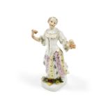 FIGURE EN PORCELAINE REPRESENTANT COLOMBINE, SERIE DU DUC DE WEISSENFELS, MEISSEN, VERS 1745-1750...