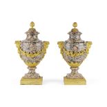 PAIRE DE VASES DE STYLE LOUIS XVI EN GRANIT ROSE ET ORNEMENTATION DE BRONZE DORE XIXe SIECLEPAIR ...