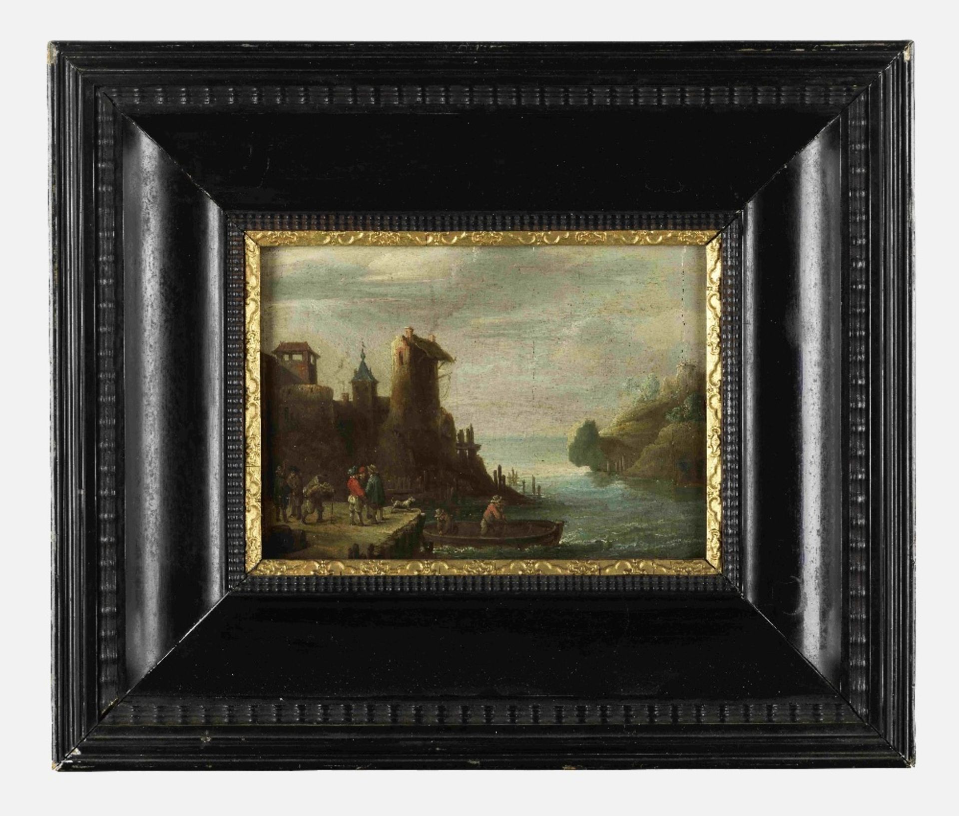 Cercle de David Teniers I (Anvers 1582-1649) Paysage fluviale avec des personnages sur les rives ... - Image 3 of 3