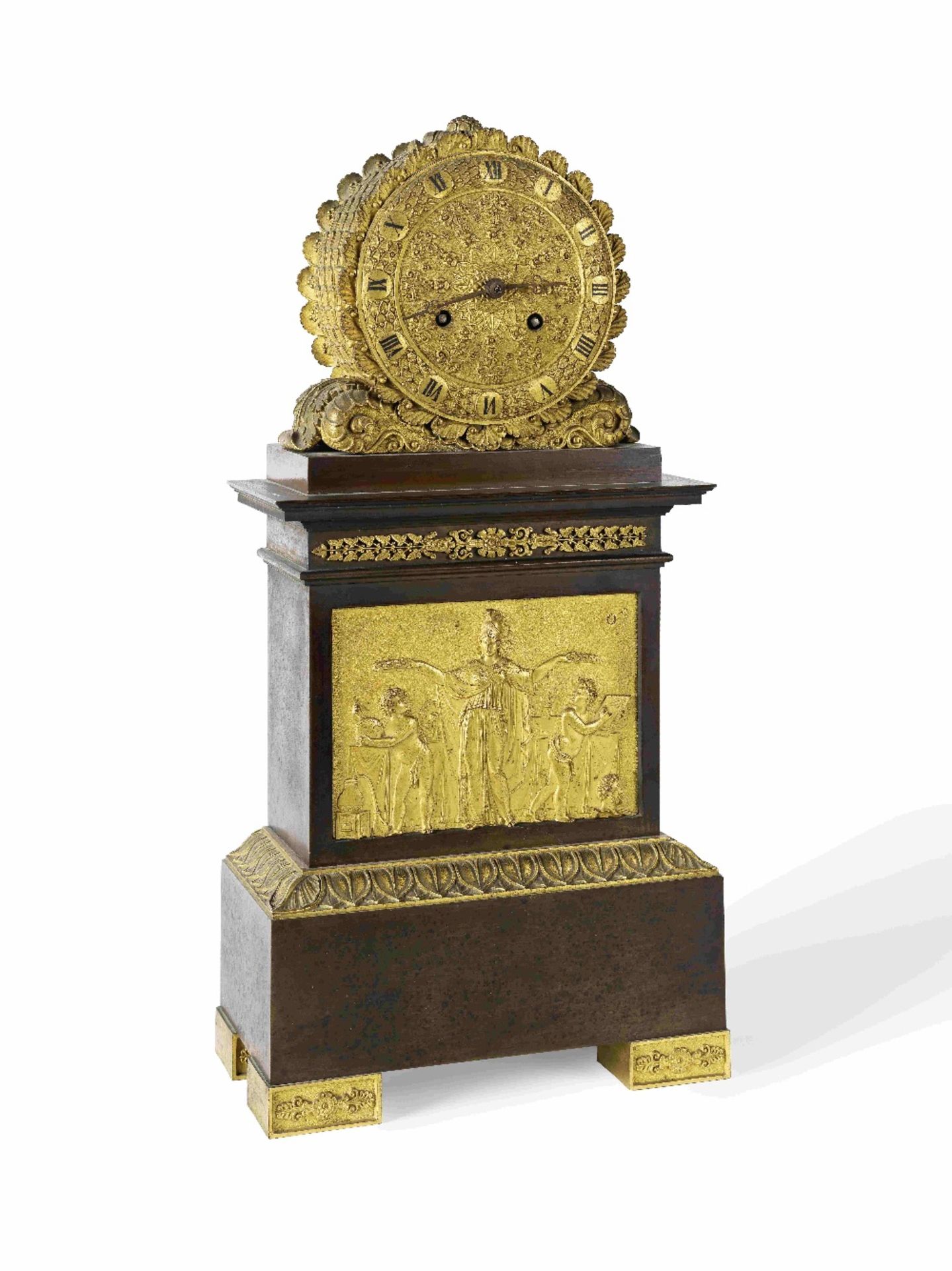 PENDULE CHARLES X EN BRONZE DORE ET BRONZE PATINE VERS 1830A CHARLES X ORMOLU AND PATINATED BRONZ... - Image 2 of 2