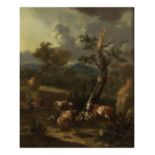 Johannes van der Bent (Amsterdam 1650-1690) Paysage de campagne au troupeau Landscape with shephe...