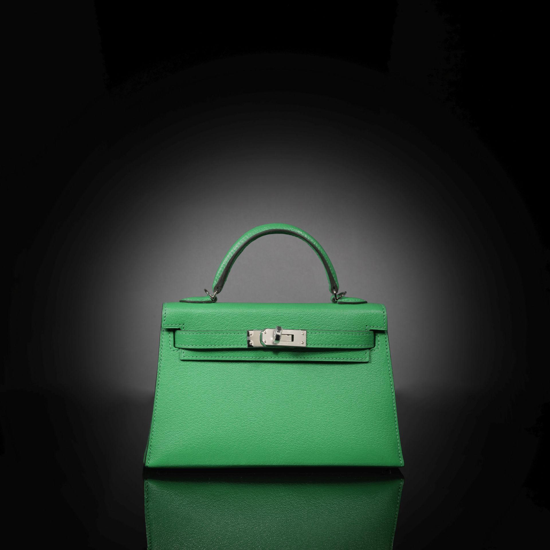 Herm&#232;s: a Menthe Chevre Leather Mini Kelly II 20 2022 (includes felt protector, leather card...