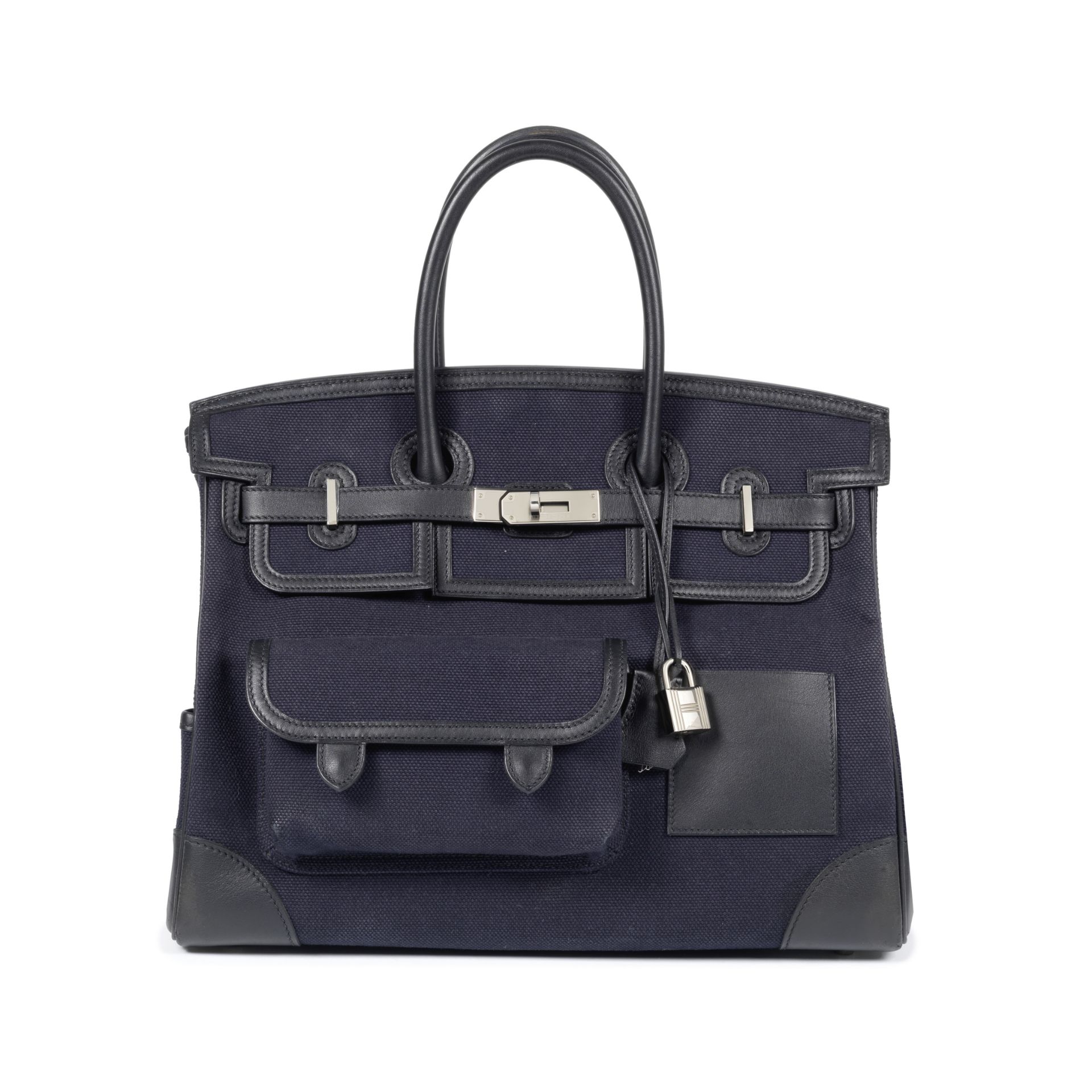 Herm&#232;s: a Bleu Marine Toile and Black Swift Leather Cargo 35 Limited edition 2020 (includes ...