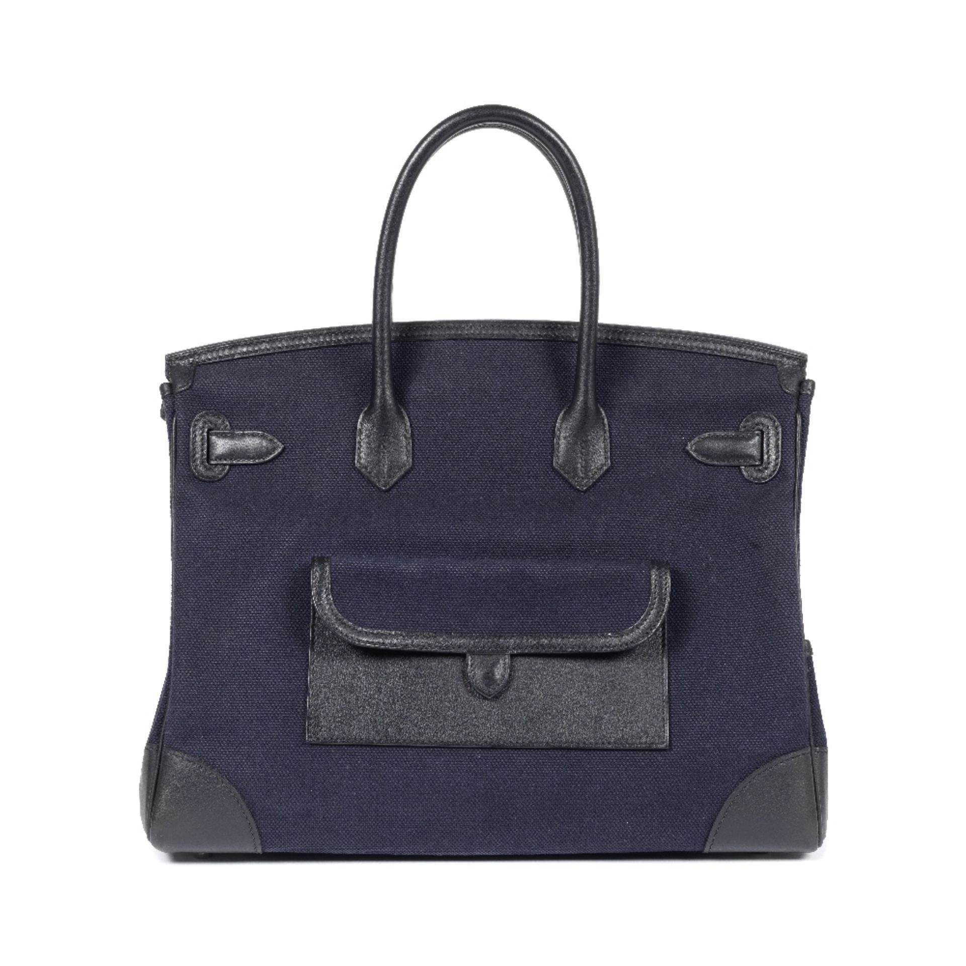Herm&#232;s: a Bleu Marine Toile and Black Swift Leather Cargo 35 Limited edition 2020 (includes ... - Bild 2 aus 2