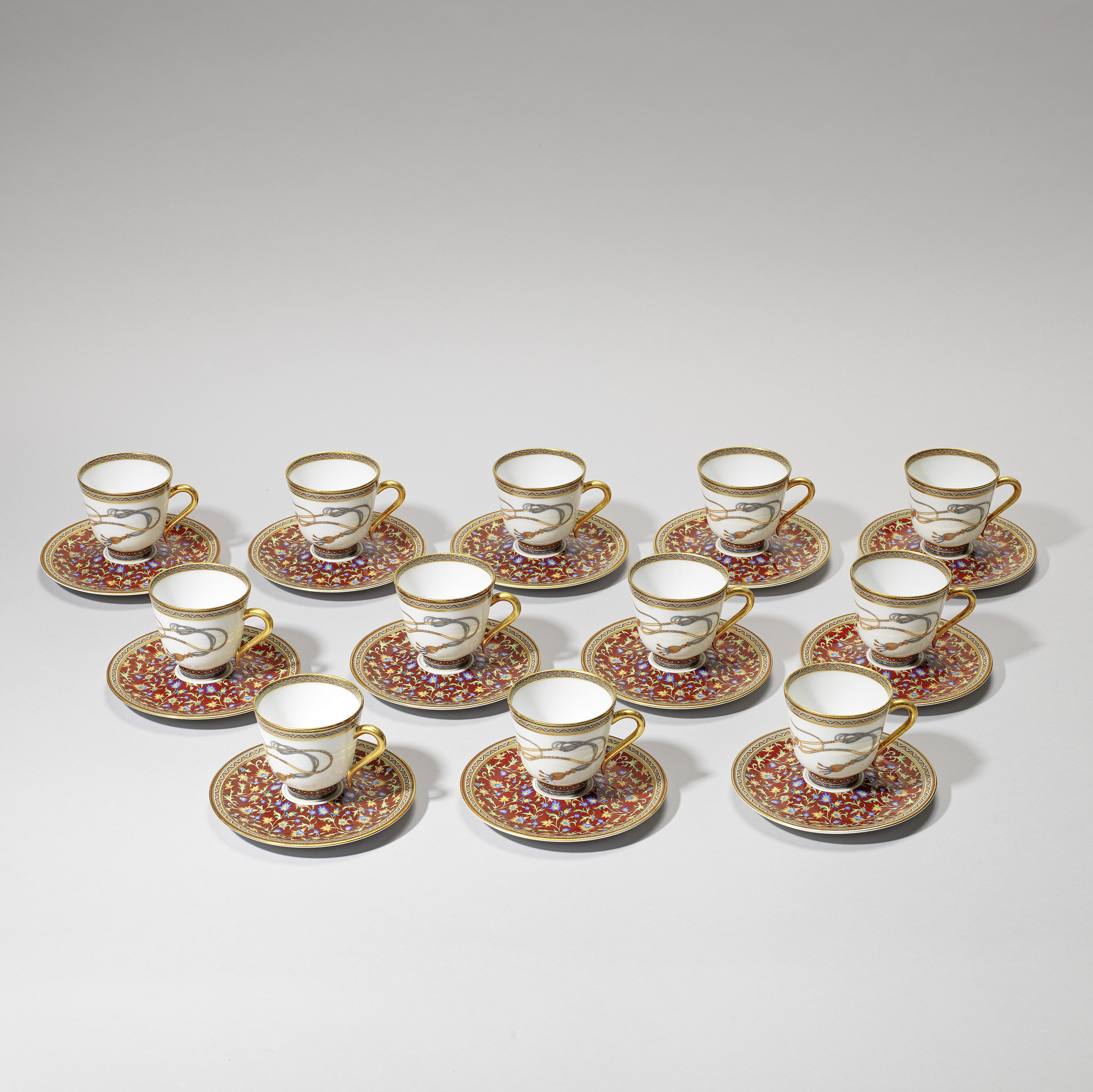 Herm&#232;s: Twelve Sets of Cheval d'Orient Coffee Cups and Saucers