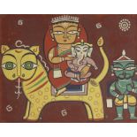 Jamini Roy (Indian, 1887-1972) Untitled (Durga and Ganesha)