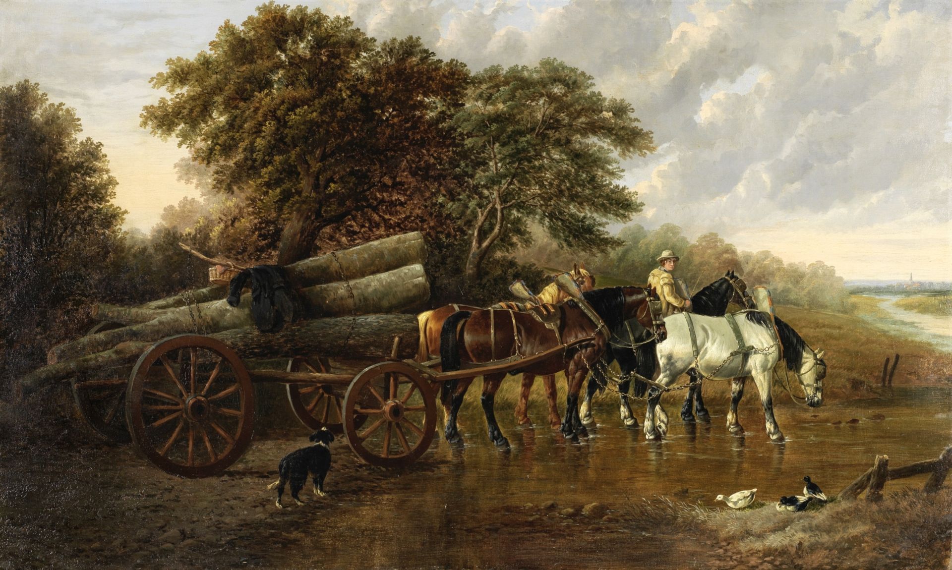 Circle of John Frederick Herring, Jnr. (British, 1815-1907) The timber cart