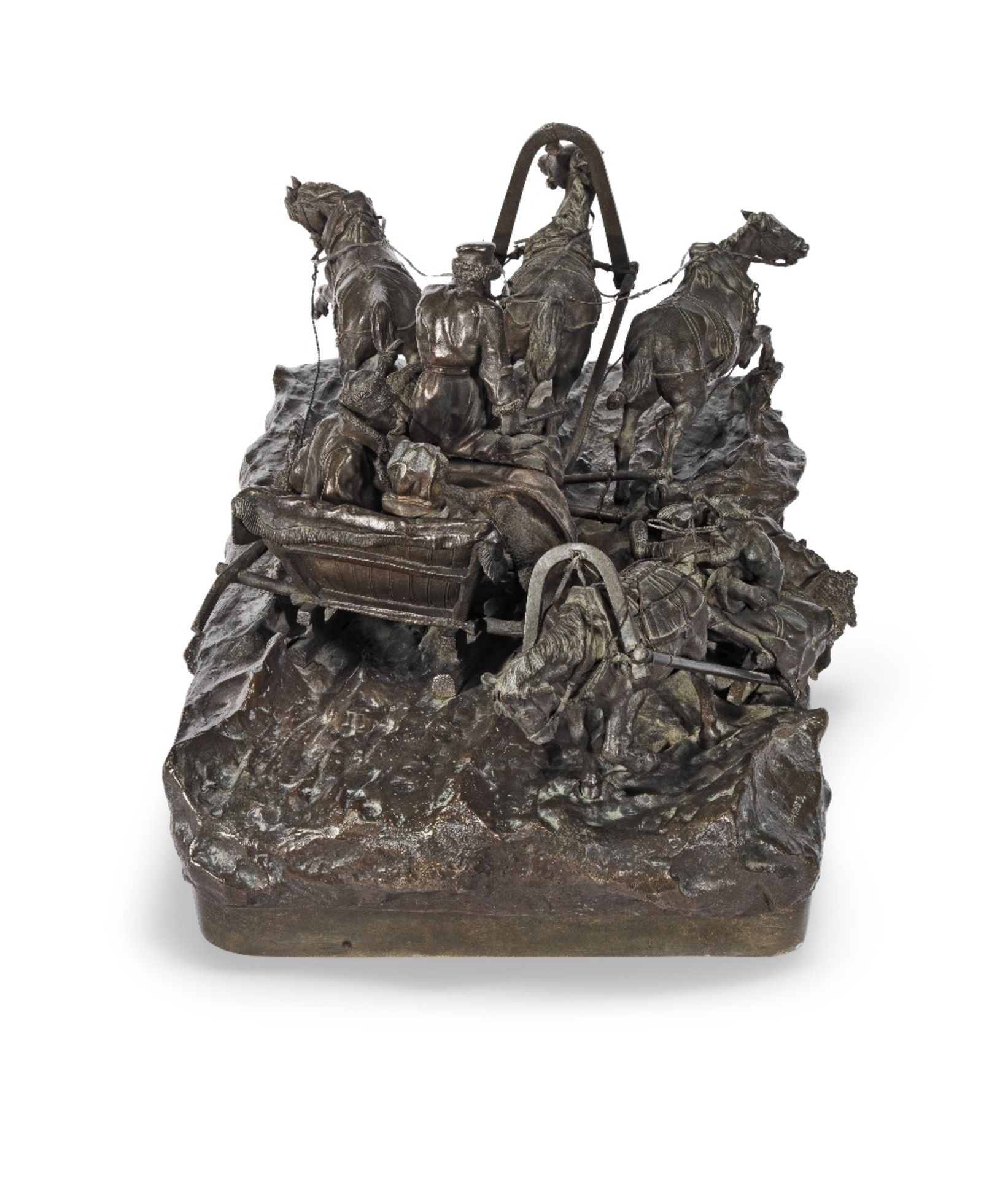 Vassili Yacovlevitch Grachev (Russian, 1831-1905): A patinated bronze figural group of a troika p... - Image 5 of 7