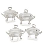 A set of four George III silver covered sauce tureens, Thomas Robins, London 1810 (4)
