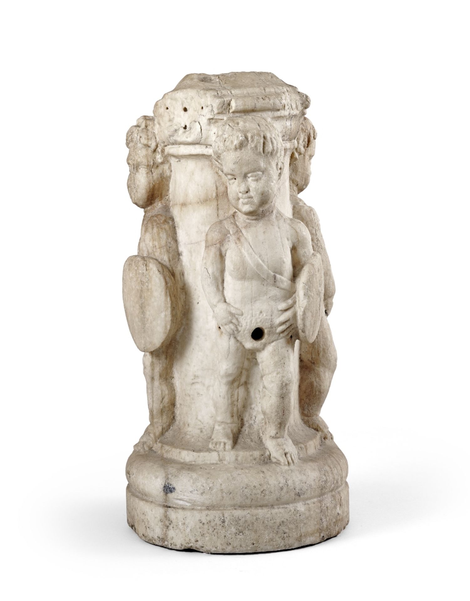 An Italian carved white marble figural fountain Late 16th/early 17th century - Image 4 of 7