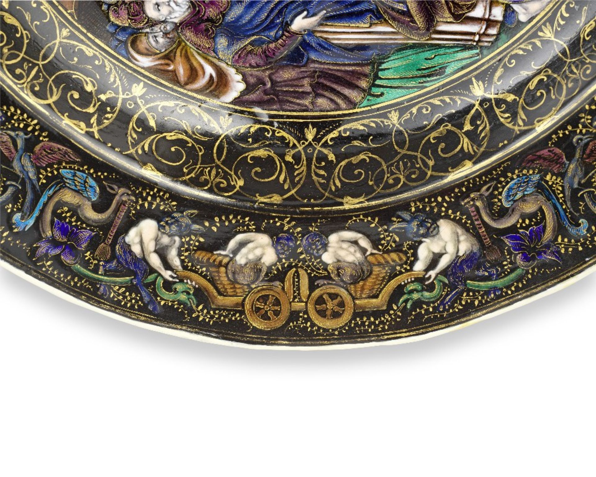 After Pierre Reymond (French, c.1513-after 1584): A 19th century Limoges style grisaille and colo... - Image 4 of 5