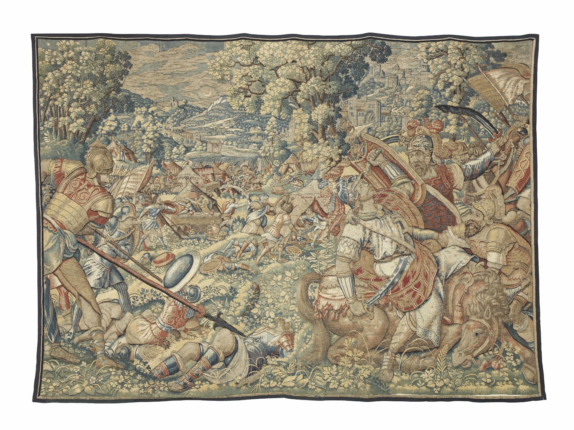 A striking mythological, military Flemish tapestry Late 16th/early 17th century