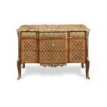 A French late 19th century ormolu mounted mahogany, bois satine, amaranth and stained sycamore ma...